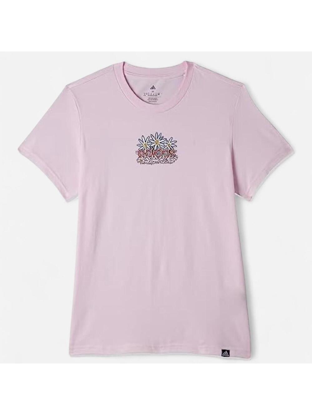 Adidas Women’s Doodle Graphic T-Shirt Women’s XL Pink Floral Logo Casual Tee